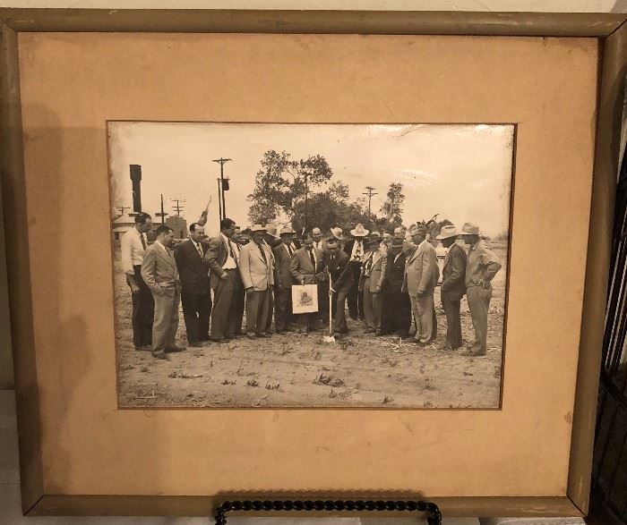 "Turning the First Spade of Earth on the Kyrene Power Plant" Pictured, among others, Eugene Pulliam holding the spade. (Past Owner of The Arizona Republic)