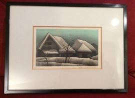 Print by Koichi Sakamoto (Japan, b. 1932), edition of 100, image size 4" x 6", framed size  9" x 12".