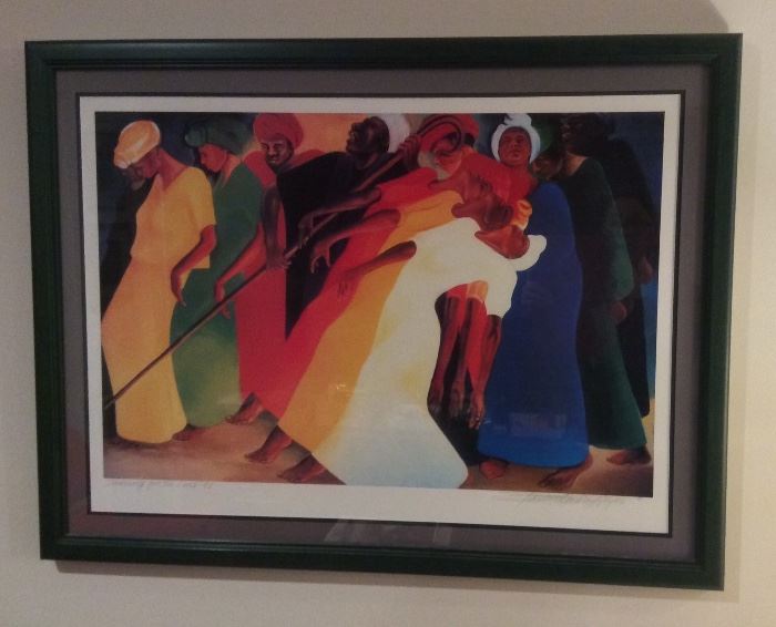 "Dancing for the Lord", 1992 print by Bernard Hoyes, pencil signed by artist (open edition), framed size 26" x 34".