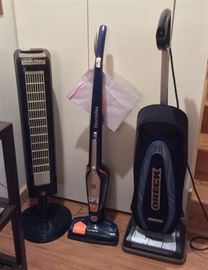 Tower fan with remote, Electrolux "Ergorapido" vacuum with detachable hand vac, Oreck upright vacuum