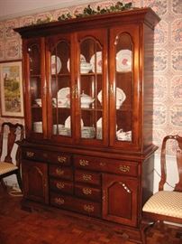 Matching Dixie cherry lighted china cabinet