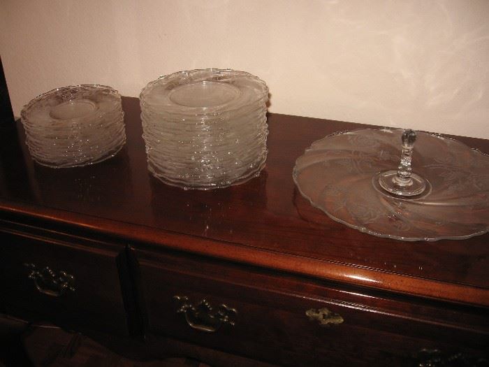 Heisey "Rose" plates and serving piece