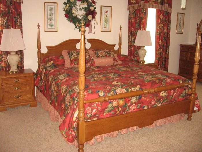 Bassett four poster light oak king-size bed with mattress set