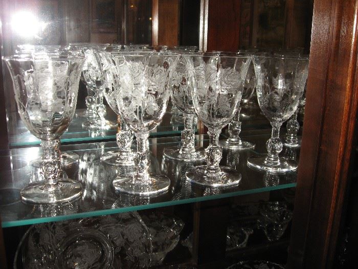 Heisey "Rose" goblets and ice tea glasses and much more