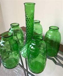 vintage green glassware