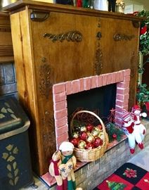FUN PIECE! Hand crafted, faux fireplace. GREAT for a storefront or for your Christmas display! 
