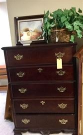 Cherry wood color high boy chest and full size dresser w/ mirror. very good condition! 