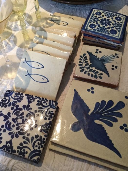 Hand painted pottery tiles