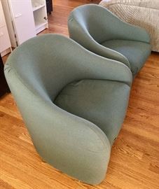 Pair of upholstered tub chairs. 