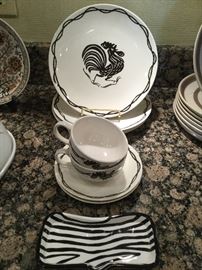 1950's rooster dishware. 