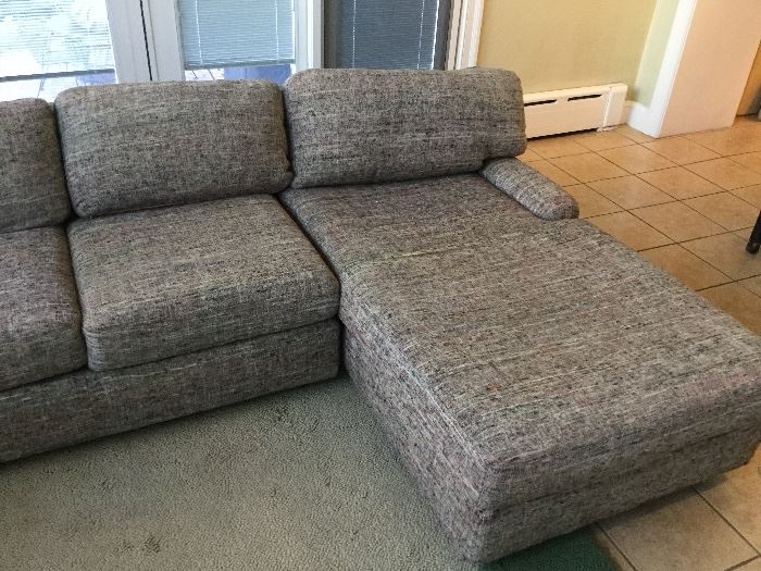 Mid century tweed couch with chaise