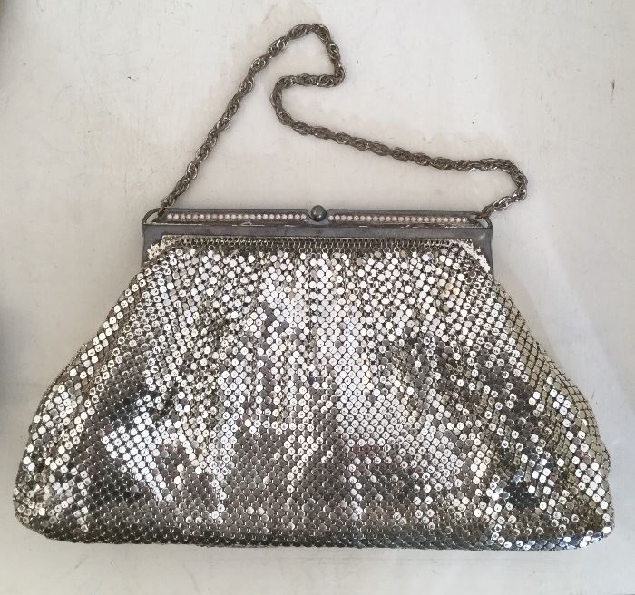 Vintage silver mesh evening clutch