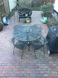 Outdoor patio table and chairs, weber grill 