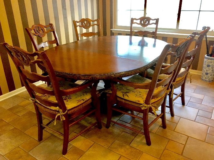 Wooden dining / kitchen table and chair set, country style 