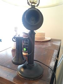 antique telephone, converted to lamp