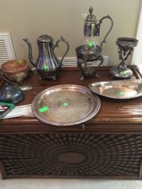 bamboo style trunk, silver plate