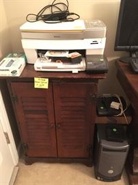 vintage record cabinet, printer