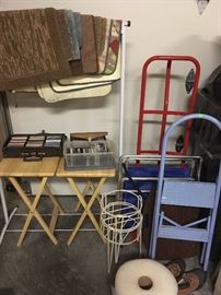 tv trays , cassette tapes, small rugs