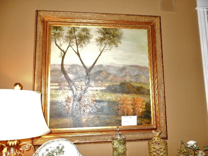 
Oil on Canvas Mountain Landscape - in Great room, indiscriminately signed lower right
