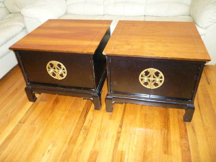 2 MATCHING ORIENTAL STYLE END TABLES