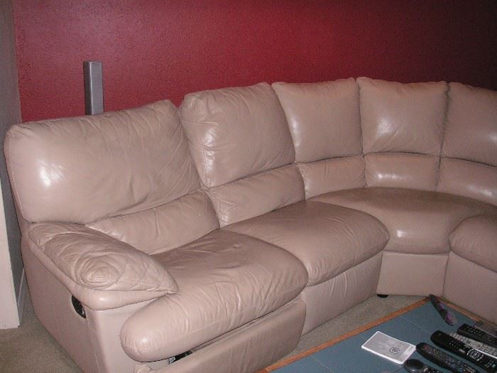 Leather wrap around sofa