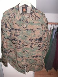 Authentic military camouflage fatigues, includes pants and shirt