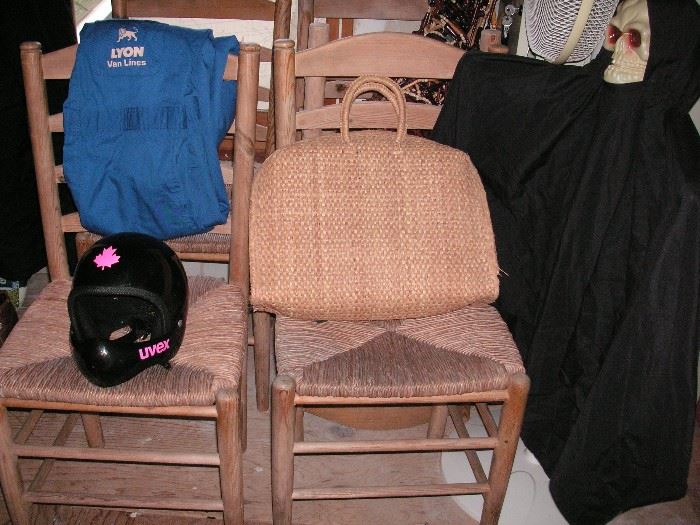 Set of four rush seat chairs