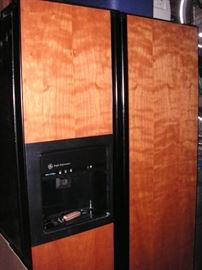 GE wood face side by side refrigerator