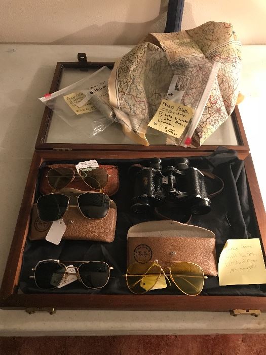 Aviation glasses some gold filled Welsh and Ray Ban Vintage German? Binoculars