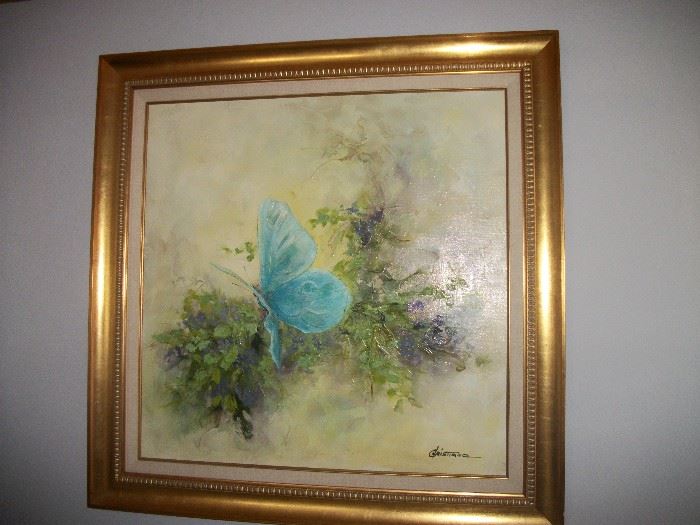 Signed Oil painting along with other signed pieces of art