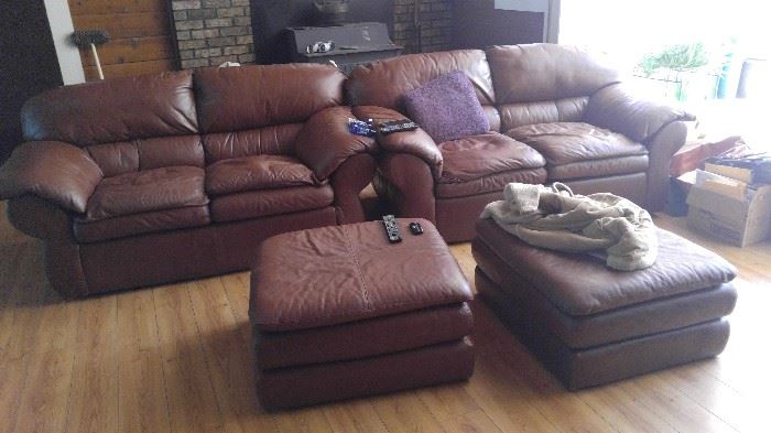 Two large leather loveseats