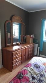 Beautiful modern solid wood dresser and mirror
