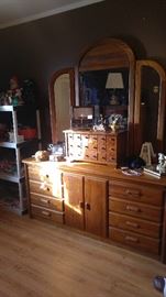 Beautiful large wooden dresser with mirror