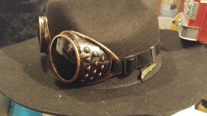Indiana Jones hat with goggles for adult costume wear