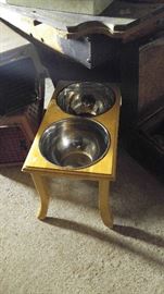Beautiful Maple elevated dog dish stand with stainless steel bowls