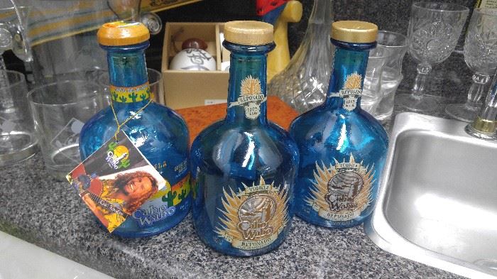 Collectible 1st generation Sammy Hagar Cabo Wabo Tequila bottles each bottle is hand-blown