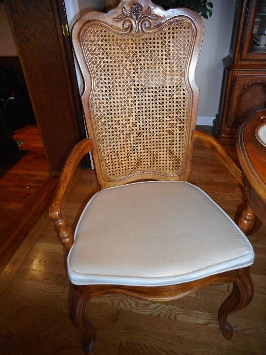 Caned Back, Walnut Frame.2 Arm,6 Side Chairs