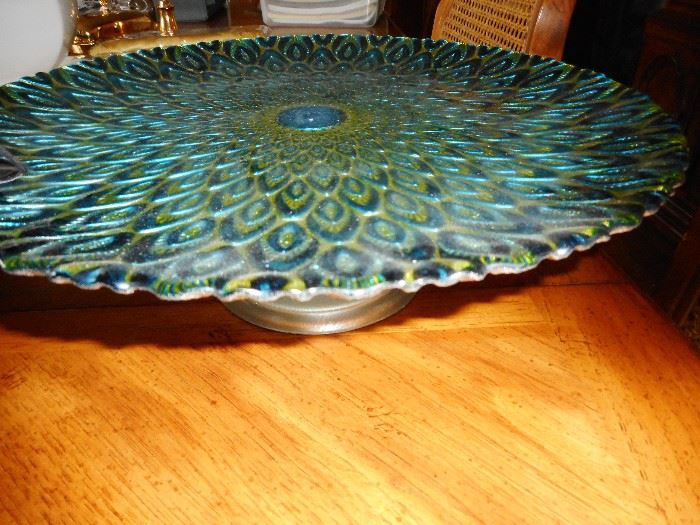 Hand Painted Peacock cake Plate. Made in turkey
