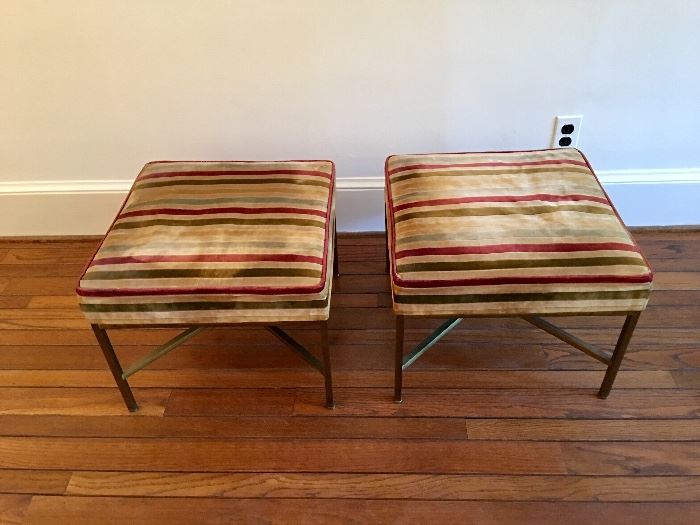 Pair/ MCM ottomans with metal bases