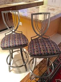 Modern brushed steel kitchen stools 