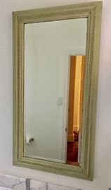 Tall narrow 1950's beveled mirror with Greek Key carving