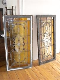 ANTIQUE LEADED GLASS WINDOW PANELS