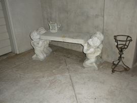 CONCRETE  CHERUB BENCH