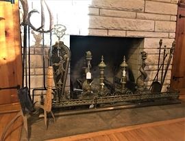 Antique fireplace andirons