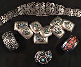 Mexican Sterling, coral, turquoise