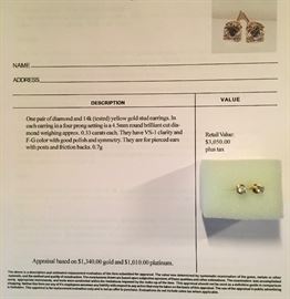 Yellow gold diamond stud earrings