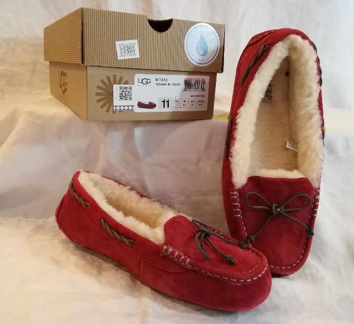UGG Australia Red Suede Women’s Shoes, Size 11, New in Box. http://www.ctonlineauctions.com/detail.asp?id=678161