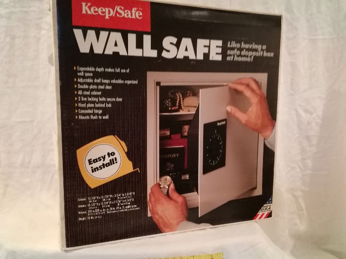 Steel Cabinet Wall Safe, New in Box  http://www.ctonlineauctions.com/detail.asp?id=678195