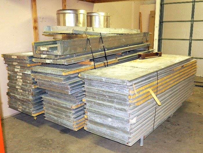 Paint/Media Blasting Booth Wall Panels, 2" Thick, Insulated, Marked, Banded To Rolling Carts, Panels Are 9'10"H x 27"W