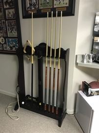 Pool Rack and balls and 6 Cues...$250